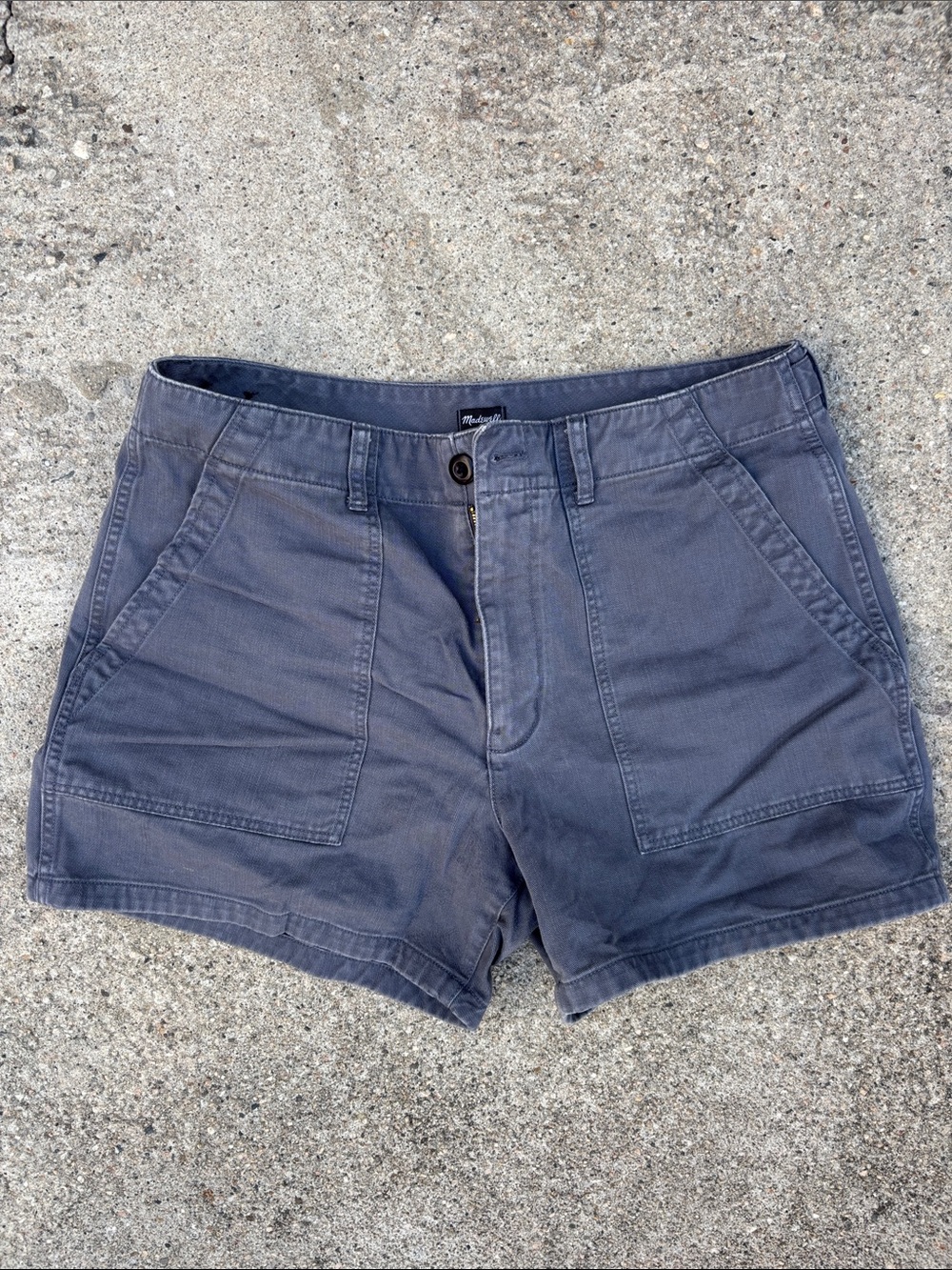 MADEWELL - Mens Fatigue Shorts Garment Dyed Cotton Twill - 34 Waist - Navy